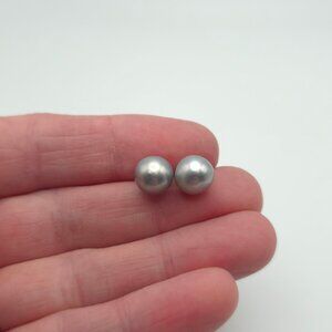 925 Sterling Silver 9mm Grey Pearl Stud Earrings